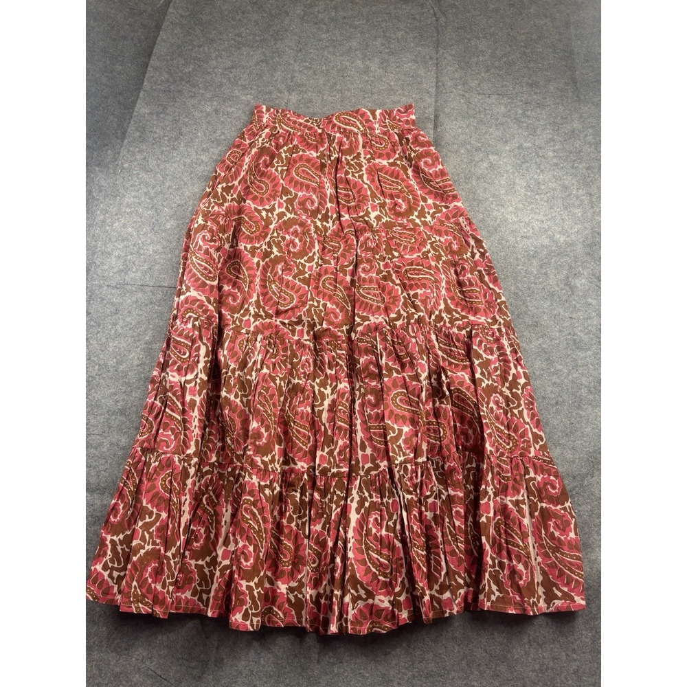 Cleobella Jacinta Maxi Skirt Pink Pockets Paisley Women's S Boho Artsy Coastal
